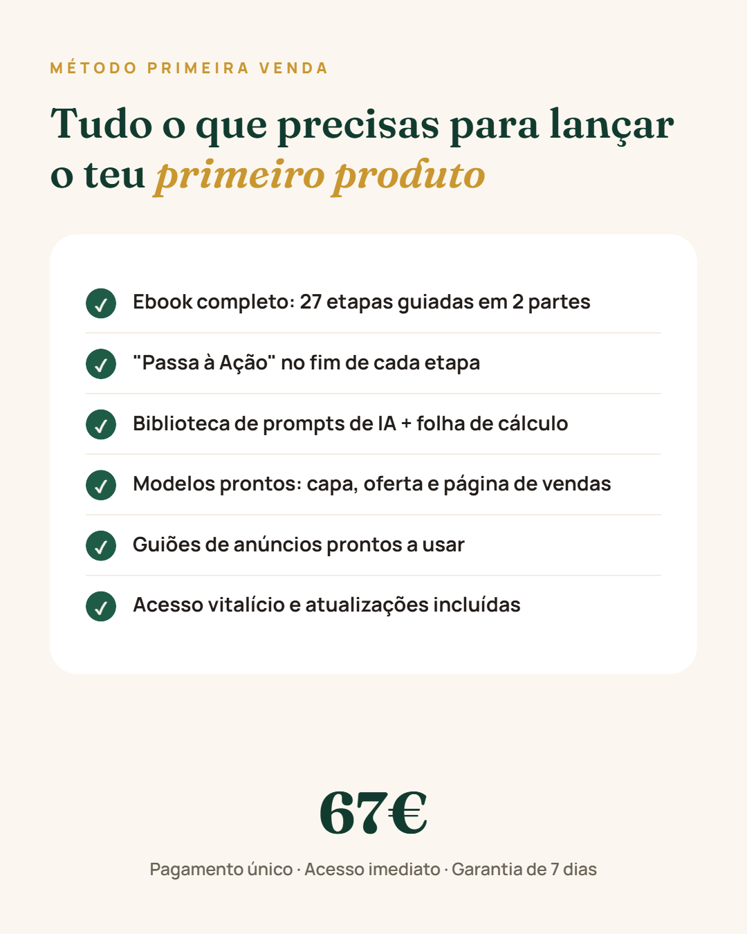 Resumo do que está incluído no método